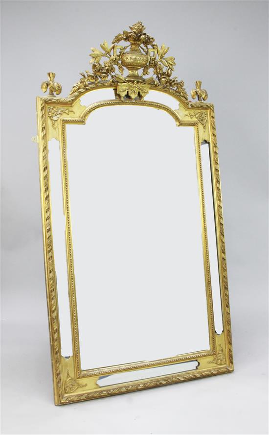 A 19th century giltwood and gesso rectangular shaped wall mirror, 5ft 6in x 3ft